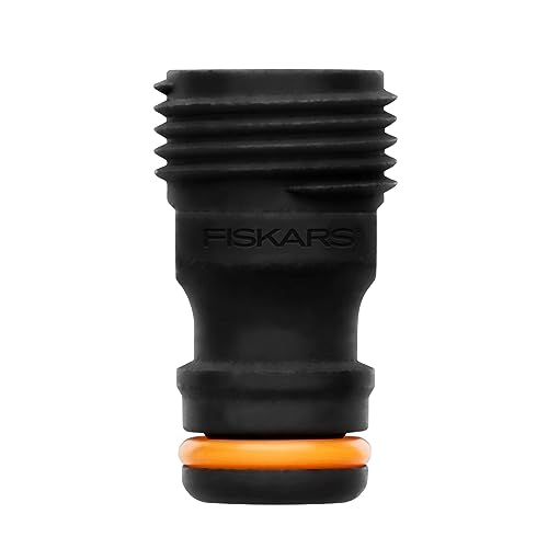 Fiskars Hahnverbinder, Für Wasserhähne, Außengewinde, Ø 21 mm (G 1/2"), Universalgröße, 10 g, Schwarz/Orange, 1027060 von Fiskars