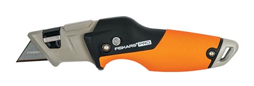 Fiskars Universal-Klappmesser, Länge 17 cm, Rostfreier Stahl/Kunststoff, Schwarz/Orange, CarbonMax, 1027224 von Fiskars