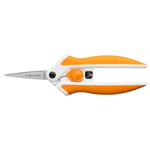 Fiskars Softgrip Stoffschere, Mit Mikro-Tip, Länge: 15 cm, Rostfreie Stahl-Klinge/Kunststoff-Griffe, Weiß/Grau, Easy Action, 1070029 von Fiskars