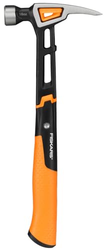 Fiskars Klauenhammer IsoCore M zum Einschlagen der Nägel, Länge: 34 cm, Gewicht: 0,82 kg, Schwarz/Orange, 1020213 von Fiskars