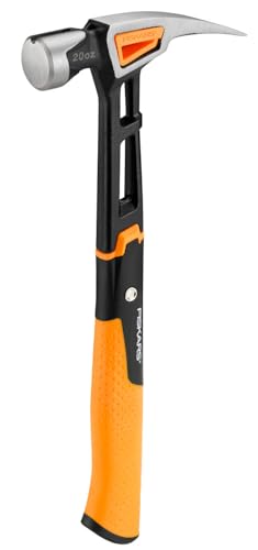 Fiskars Universalhammer IsoCore L zum Einschlagen der Nägel, Länge: 34 cm, Gewicht: 0,91 kg, Schwarz/Orange, 1020214 von Fiskars