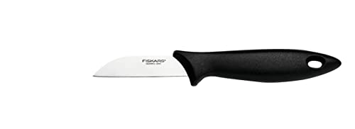 Fiskars Schälmesser mit rostfreier Stahlklinge, Essential, Kunststoff/Edelstahl, Klingenlänge: 7 cm, Schwarz/Silber, 1065580 von Fiskars