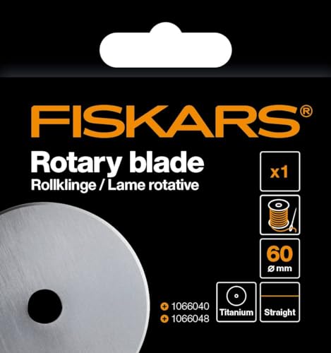 Original Fiskars Ersatzklinge, Titan-Rollklinge für gerade Schnitte, Inkl. Klingenablage, Ø 60 mm, Stahl mit Titan-Beschichtung, 1066044 von Fiskars