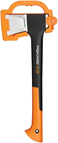 Fiskars Spaltaxt, Inklusive Klingen- und Transportschutz, Länge: 44 cm, Antihaftbeschichtet, Hochwertige Stahl-Klinge/Glasfaserverstärkter Kunststoff-Stiel, Schwarz/Orange, X11–S, 1,1 kg, 1015640 von Fiskars