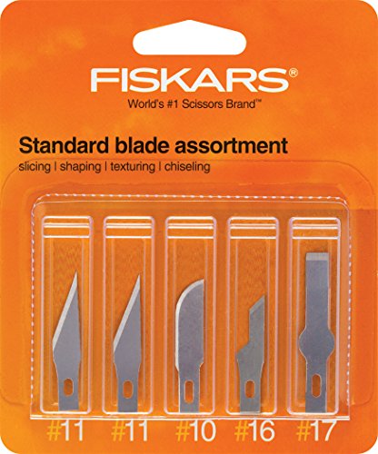 Fiskars 164190-1001 Standard-Sortimentsklingen (2 Nummer.11,1 Nummer.10, 1 Nummer.16, 1 Nummer.17), 5 Stück, Silber von Fiskars