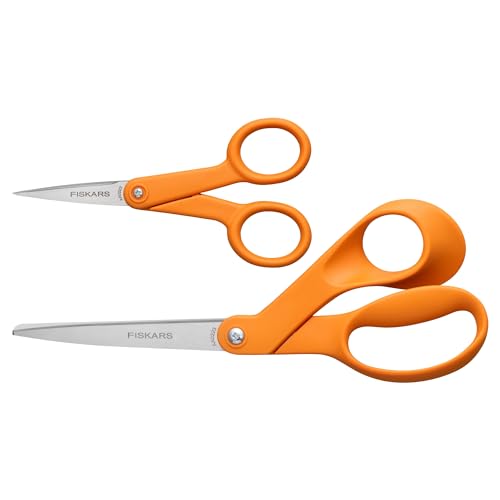 Fiskars 67517197J Original Orange-Handled Scissors 8 Inch and 5 Inch, 2-Piece Set,Black, US import von Fiskars