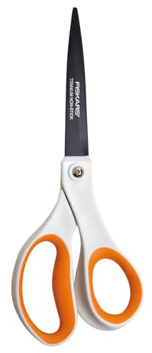 Fiskars Antihaft-Universalschere, Länge: 21 cm, Titan-Beschichtung/Rostfreie Stahl-Klinge/Kunststoff-Griffe, Weiß/Orange, 1004721 von Fiskars