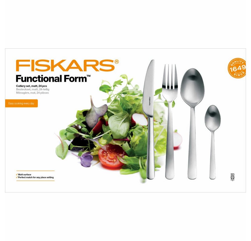 Fiskars Besteck-Set Functional Form 24-tlg. Edelstahl Matt 1002961 (24-tlg), Edelstahl, matt von Fiskars