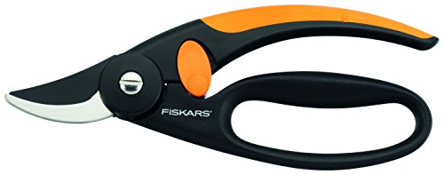 Fiskars Bypass-Gartenschere für frische Äste und Zweige, Antihaftbeschichtet, Hochwertige Stahl-Klingen, Länge: 20 cm, Schwarz/Orange, Elegance, P44, 1001534 von Fiskars