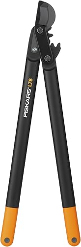 Fiskars PowerGear II Bypass-Getriebeastschere für frisches Holz, Antihaftbeschichtet, Gehärteter Präzisionsstahl, Länge: 70 cm, Schwarz/Orange, L78, 1000584 von Fiskars