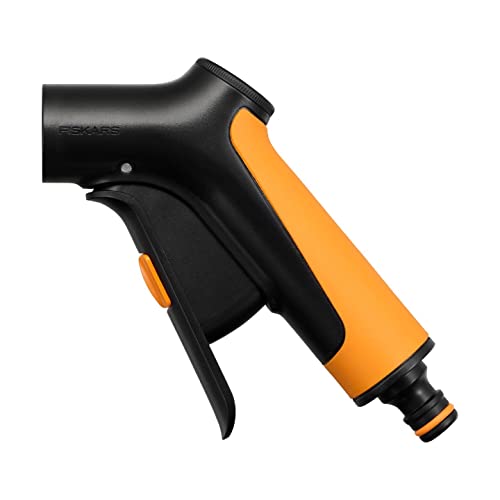 Fiskars Sprühpistolengriff, Stufenlos regelbarer Durchfluss, Mit Frontregler und Ein/Aus-Verriegelung, Universalgröße, Schwarz/Orange, 1065490 von Fiskars