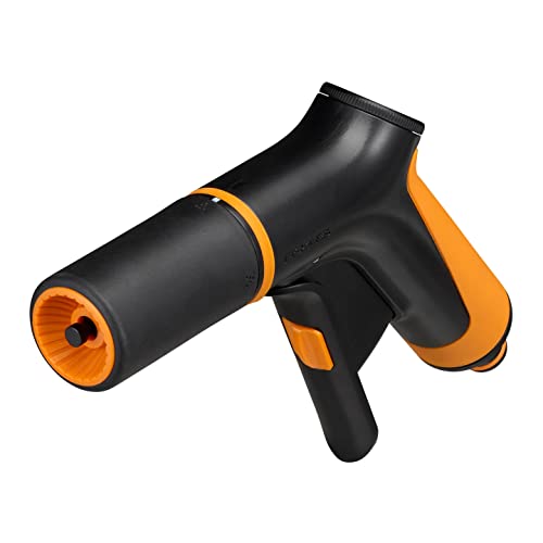 Fiskars Sprühpistole, 2 Funktionen, Stufenlos regelbarer Durchfluss, Mit Frontregler und Ein/Aus-Verriegelung, Universalgröße, Schwarz/Orange, 1065484 von Fiskars