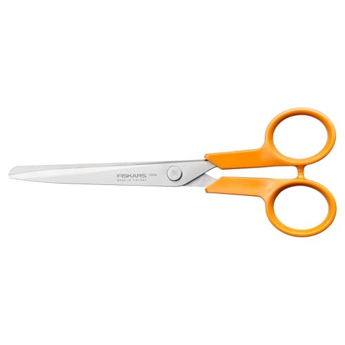 Fiskars Classic Kleine Bastel-Universalschere, Rechts- und Linkshändig, Gesamtlänge: 16 cm, Verbesserte Griff-Ergonomik, Qualitätsstahl/Kunststoff, Orange, 1075054 von Fiskars