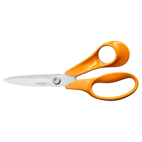 Fiskars Classic Küchenschere, Gezahnte Klingen, Rechtshändig, Gesamtlänge: 18.7 cm, Verbesserte Torx-Schraube und ergonomischerer Griff, Qualitätsstahl/Kunststoff, Orange, 1075051 von Fiskars