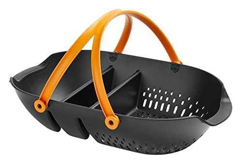 Fiskars Erntekorb, Zum Sammeln, Transportieren und Reinigen von Ernte und Erntewerkzeugen, Kunststoff, Schwarz/Orange, Plus, 1062831 von Fiskars