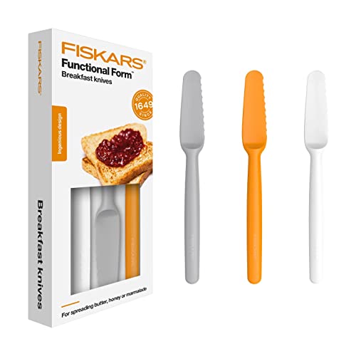 Fiskars Frühstücksmesser-Set, 3-teilig, Kunststoff, Weiß/Orange/Grau, Functional Form, 1016121 von Fiskars