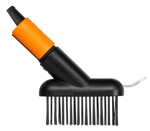 Fiskars Fugenbürste mit zusätzlicher Kratz-Klinge, Gerätekopf, Länge: 18,5 cm, Breite: 15 cm, Stahl-Borsten/Glasfaserverstärkter Kunststoff-Rahmen, Schwarz/Orange, QuikFit, 1000657 von Fiskars
