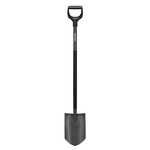 Fiskars Gärtnerspaten, Spitz, Spaten für harte, steinige Böden, Länge: 125 cm, Hochwertiger Borstahl, Grau/Schwarz, Ergonomic, 1070639 von Fiskars