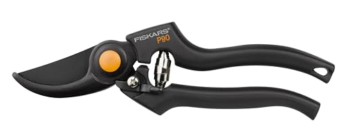 Fiskars Bypass-Gartenschere für frische Äste und Zweige, Antihaftbeschichtet, Hochwertige Stahl-Klingen, Länge: 22,5 cm, Schwarz/Orange, Pro, P90, 1001530 von Fiskars