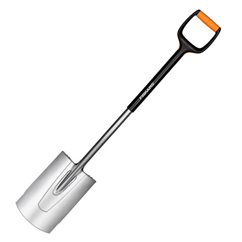 Fiskars Gärtnerspaten für weiche, steinarme Böden, Rund, Länge: 108 cm, Qualitätsstahl-Blatt/Glasfaserverstärkter Kunststoff-Stiel, Schwarz/Orange, Xact, M, 1003682 von Fiskars