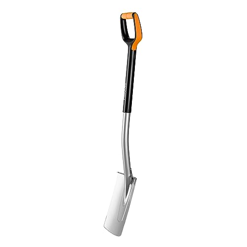 Fiskars Gärtnerspaten für weiche, steinarme Böden, Rund, Länge: 108 cm, Qualitätsstahl-Blatt/Glasfaserverstärkter Kunststoff-Stiel, Schwarz/Orange, Xact, M, 1003682 von Fiskars