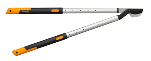 Fiskars SmartFit Bypass-Teleskop-Astschere für frisches Holz, Antihaftbeschichtet, Gehärteter Präzisionsstahl, Grifflänge: 66 bis 90 cm, Schwarz/Orange, L86, 1013564 von Fiskars