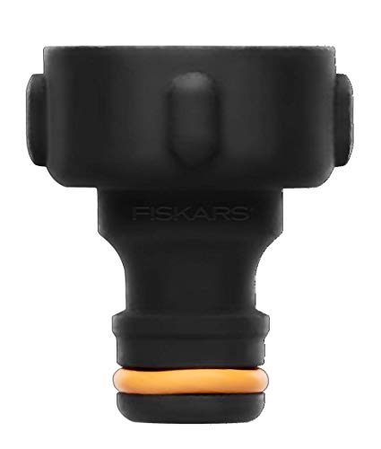 Fiskars Hahnverbinder, Für Wasserhähne, Ø 26,5 mm (G 3/4"), FiberComp, Universalgröße, 10 g, Schwarz/Orange, 1027054 von Fiskars