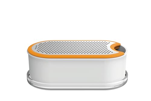 Fiskars Handreibe mit Behälter, Füllinhalt: 400 ml, Maße (LxBxH): 16,8 x 9,0 x 5,9 cm, Metall/Kunststoff, Functional Form, 1019530, Weiß / Orange von Fiskars