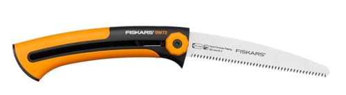 Fiskars Handsäge für Holzleisten und -platten, Feinzahnung, Sägeblattlänge 16 cm, Einziehbar, Rostfreies Stahl-Sägeblatt/Kunststoff-Griff, Schwarz/Orange, Xtract, SW72, 1000612 von Fiskars