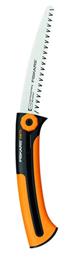 Fiskars Handsäge für frisches Holz, Grobzahnung, Sägeblattlänge: 16 cm, Einziehbar, Rostfreies Stahl-Sägeblatt, Schwarz/Orange, Xtract, SW73, Länge: 35 cm, 1000613 von Fiskars