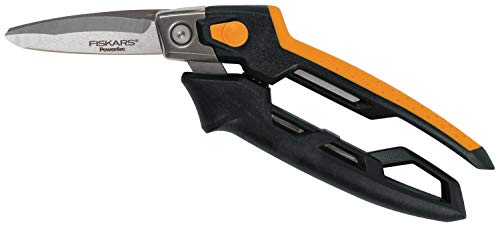 Fiskars Hochleistungsuniversalschneider, Bis zu 30% mehr Kraft, Länge 12 cm, Hitzebehandelte Klingen/Kunststoff Griff, Schwarz/Orange, PowerArc, 1027206 von Fiskars