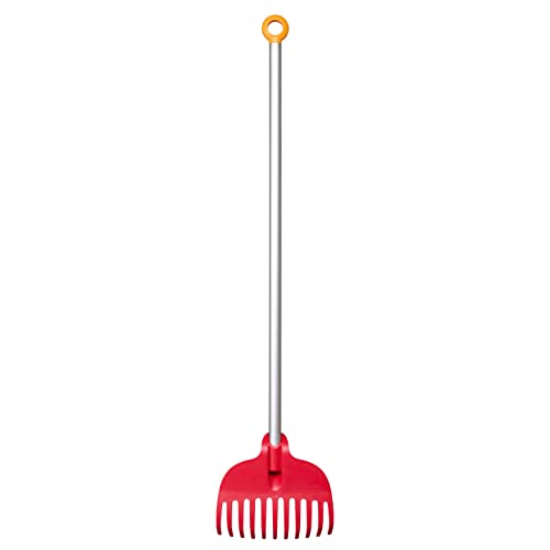 Fiskars Kinder-Laubbesen, Mit 11 Zinken, Länge: 86 cm, Kunststoff-Zinken/Aluminium-Stiel, Pink/Orange, MyFirst Fiskars, 1001419 von Fiskars