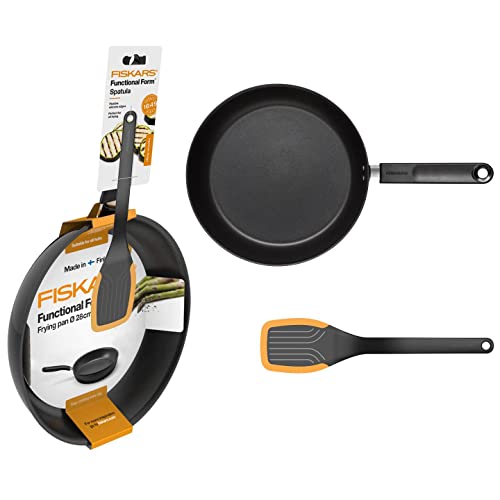 Fiskars Küchen-Set, Bratpfanne (Ø 28 cm) aus Aluminium für alle Kochfelder, Pfannenwender (29 cm) aus Kunststoff/Silikon, Functional Form, 1050764 von Fiskars