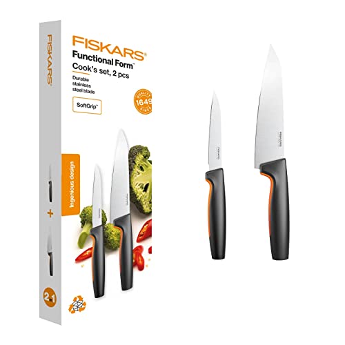 Fiskars Küchenmesser-Set, 2-teilig, Functional Form, Inklusive Kochmesser (Groß), Gemüsemesser, Japanischer Edelstahl/Kunststoff, 1057557 von Fiskars