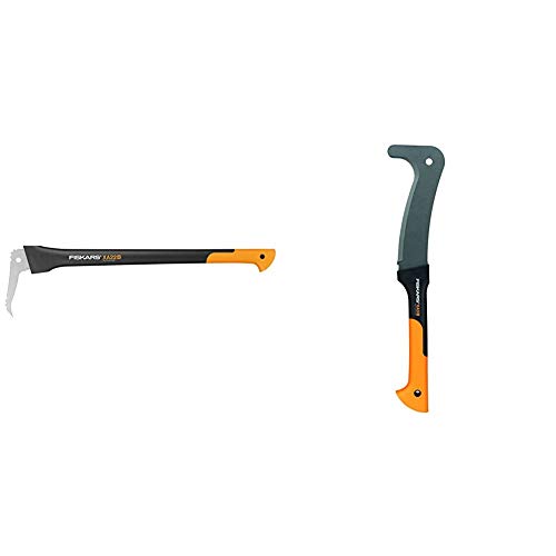 Fiskars Lange Hand-Sappie zur Holzbearbeitung, Länge: 78,5 cm, Gehärtete Stahlklinge/Glasfaserverstärkter Kunststoffgriff & Machete, Länge: 50,5 cm, Antihaftbeschichtet, Gehärtete Stahlklinge von Fiskars