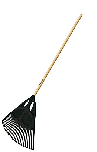 Fiskars Laubbesen, 27 Zinken, Breite 65 cm, Kunststoff-Zinken/Holz-Stiel, Schwarz/Holz, XL, Classic, 1001584 von Fiskars