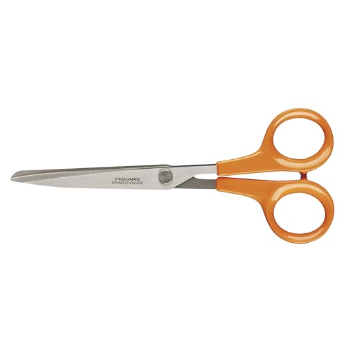 Fiskars Mehrzweckschere, Länge: 17 cm, Für Rechts- und Linkshänder, Rostfreie Stahl-Klinge/Kunststoff-Griffe, Orange, Classic, 1005150 von Fiskars