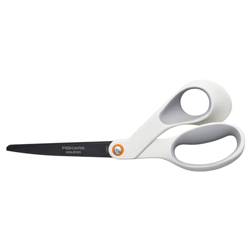 Fiskars Antihaft-Bastelschere, Länge: 21 cm, Rostfreie Stahl-Klinge/Kunststoff-Griffe, Weiß, 1070026 von Fiskars