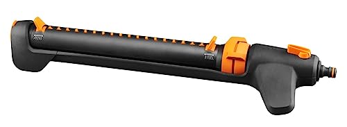 Fiskars Oszillierender Sprinkler, Mit On/Off-Ventil, Universalgröße, Bis zu 17 x 21 m Reichweite, Schwarz/Orange, On/Off, 1027028 von Fiskars