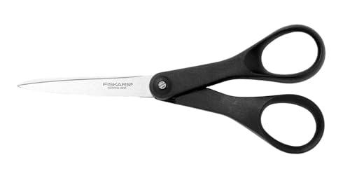 Fiskars Papierschere, Länge: 18 cm, Qualitätsstahl/Kunststoff, Essential, Schwarz, 1023818, 8 x 3 x 10 cm von Fiskars