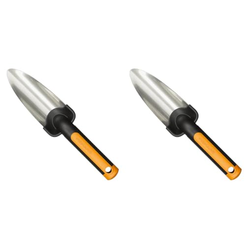 Fiskars Pflanzkelle, Länge 27 cm, Rostfreie Stahl-Kelle, Schwarz/Orange, Premium, 1000727 (Packung mit 2) von Fiskars
