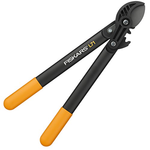 Fiskars PowerGear Amboss-Getriebeastschere für trockene Zweige und Äste, Antihaftbeschichtet, Gehärteter Präzisionsstahl, Länge: 45 cm, Schwarz/Orange, L71, 1001556 von Fiskars