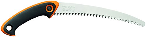 Fiskars Profi Handsäge für frisches Holz, Grobzahnung, Hochwertiges Stahl-Sägeblatt, Inklusive Aufbewahrungsköcher, Schwarz/Orange, SW-240, 1020200 von Fiskars