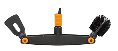 Fiskars Dachrinnenreiniger mit individuell einstellbarer Bürste und Schaber, Breite: 4,5 cm, Schwarz/Orange, QuikFit, 1001414 von Fiskars