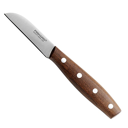 Fiskars Schälmesser, Gerade Klinge, Gesamtlänge: 18 cm, Qualitätsstahl/Holz, Braun, Norr, 1016475 von Fiskars