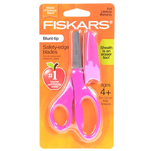 Fiskars Schere, stumpfe Spitze, Sicherheitsklingen mit Hülle, Hot Pink von Fiskars