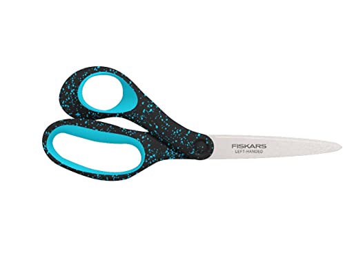 Fiskars Schere für Jugendliche von 15-18 Jahren, Linkshändig, Gesamtlänge: 20 cm, Rostfreier Stahl/Kunststoff, Schwarz/Türkis Sprenkel, 1067869 von Fiskars