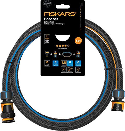 Fiskars Wasserschlauch-Set für Waterwheel,Mit 2 Schlauchanschlüssen & Hahnverbinder Multi,Universalgröße,Verwindungssteifigkeit Stufe 4(von 5),1,8m,Ø1,3-1,5cm(1/2-5/8''),Schwarz/Orange/Blau,1057621 Fiskars Wasserschlauch-Set für Waterwheel,Mit 2 Schlauchanschlüssen & Hahnverbinder Multi,Universalgröße,Verwindungssteifigkeit Stufe 4(von 5),1,8m,Ø1,3-1,5cm(1/2-5/8''),Schwarz/Orange/Blau,1057621 von Fiskars