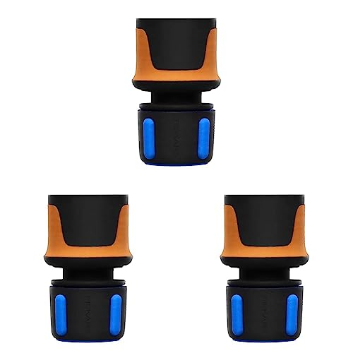 Fiskars Schlauchanschluss, SoftGrip-Kontaktpunkte, Universalgröße, Ø 1,3-1,5 cm (1/2-5/8''), 30 g, Schwarz/Orange/Blau, 1027072 (Packung mit 3) von Fiskars