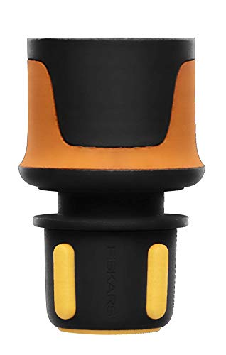 Fiskars Schlauchanschluss, Universalgröße, Ø 9 mm (3/8"), SoftGrip-Kontaktpunkte, 30 g, Schwarz/Orange/Gelb, FLOW, 1027071 von Fiskars